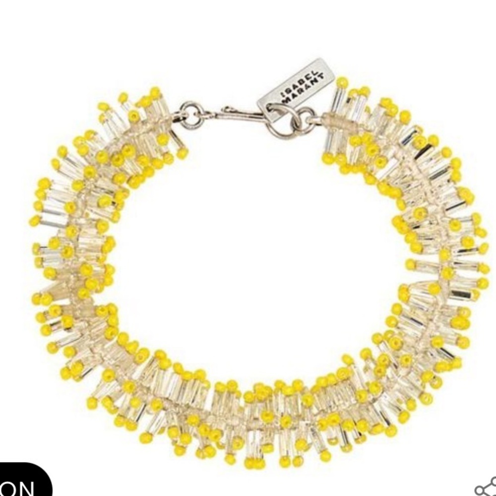NIP Isabel Marant Two Tone Beaded Bracelet Light Yellow Silver
